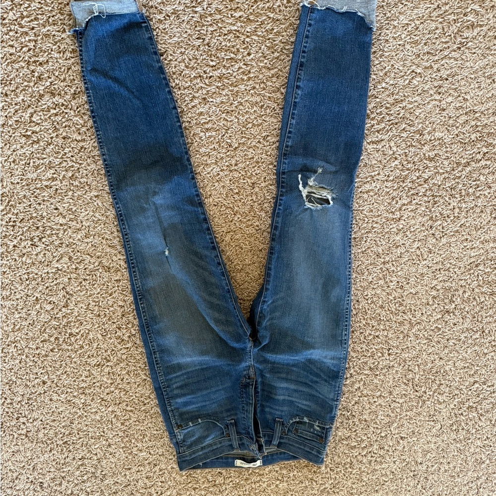 Distressed Blue Jeans